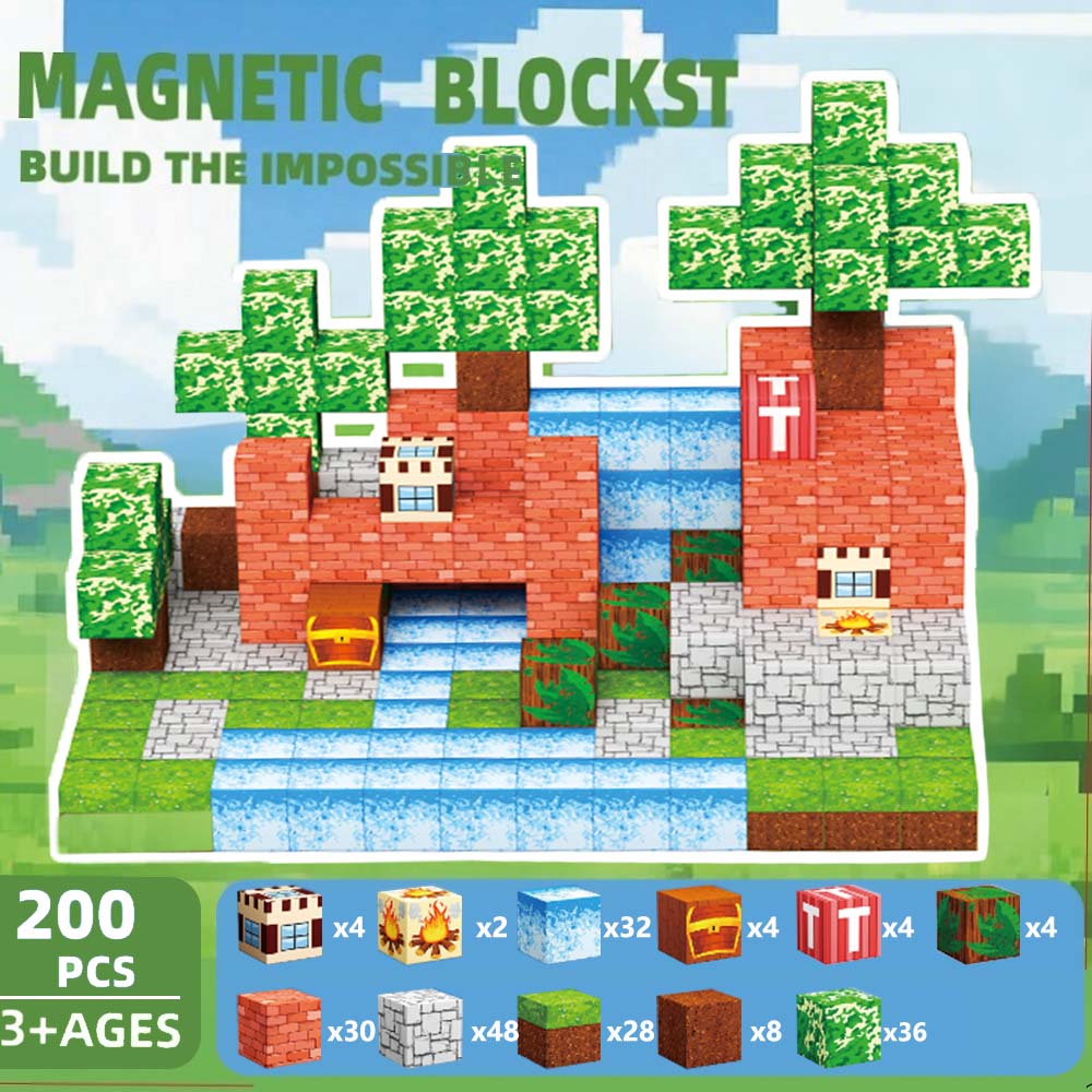 100/200/400PCS DIY Magnetic Building Block Set Home-Made Educational Toy Kit for Kids Creative Construction Playset