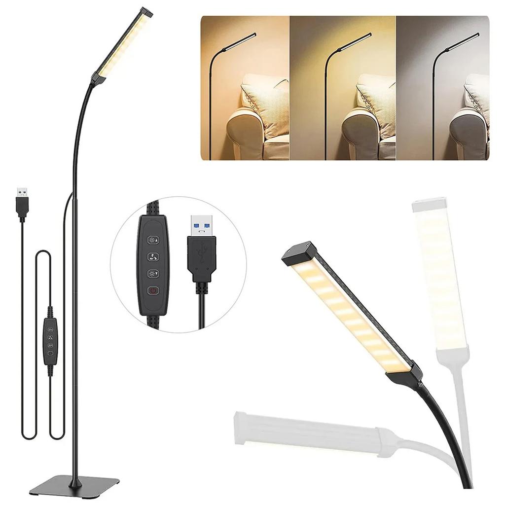 LED Floor Lamp Dimmable  Adjustable Gooseneck Stand Floor Standing Lights for Living Room Bedroom Office Standing Reading Light