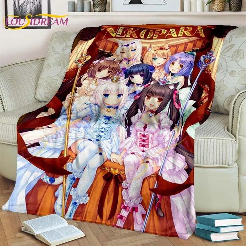 Nekopara Anime Fleecedecke – Weich, Mit Schokolade & Vanille Motiv, 150x200 Cm, Für Couch & Bett
