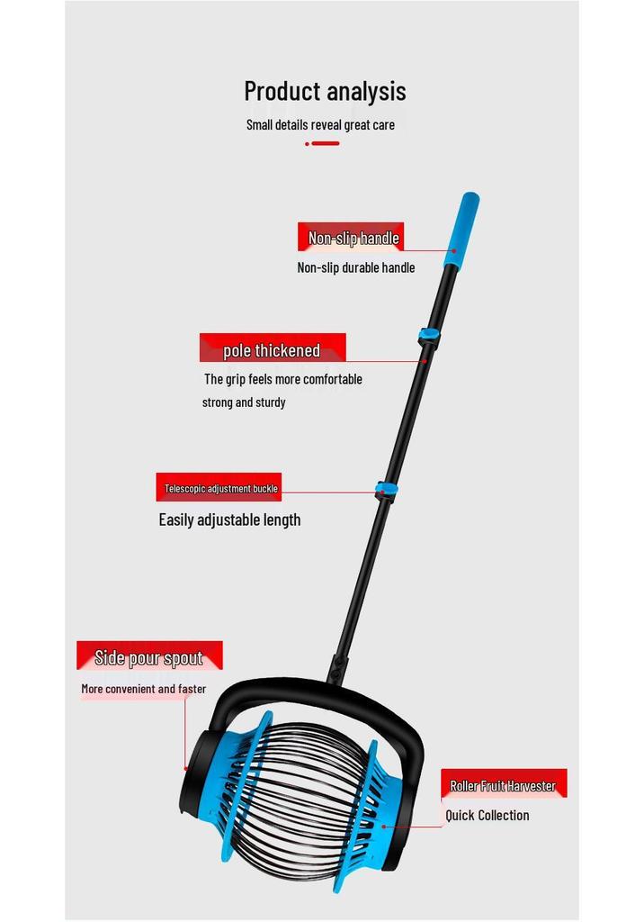 Aluminum Alloy Telescopic Fruit Picker for Chestnuts, Walnuts, Apples