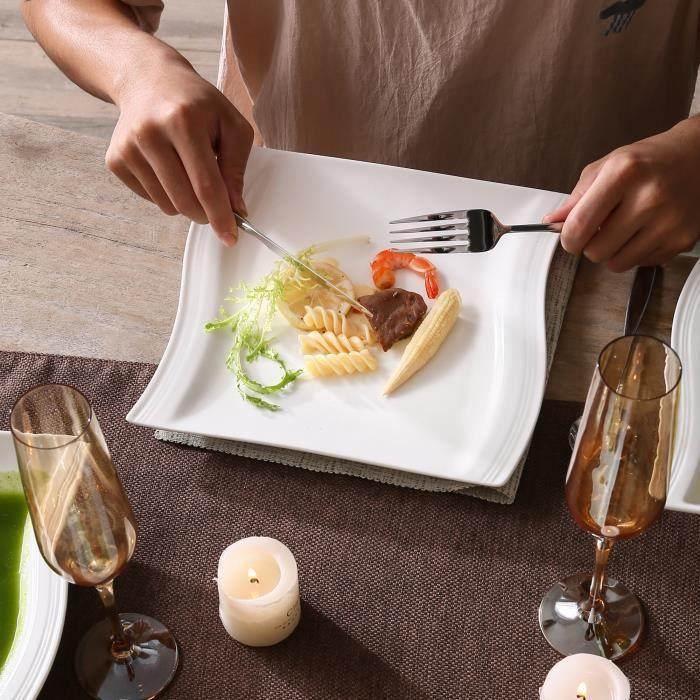 Assiette - malacasa - série flora - lot de 6 - porcelaine - 10.25 pouces - compatible lave-vaisselle