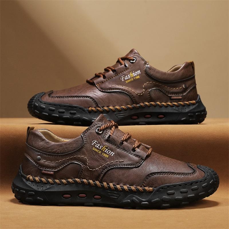 39-48 Men's Leather Casual Shoes Handmade Soft Working Shoes Leather Ankle Boots Large Size Driving Moccasins Shoes