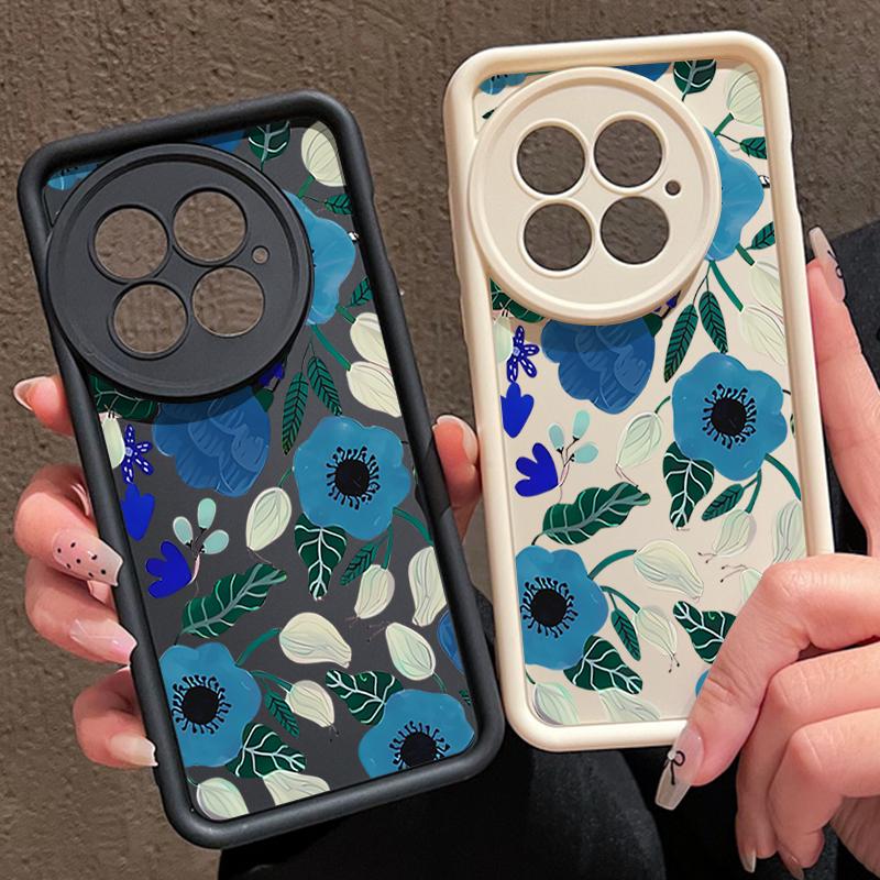 Blaues Trompetenblumenmuster Weiche TPU Silikon Handyhülle Für OnePlus 13T 13 12 11R ACE 5 3 2 Bonbonfarbene Hülle Funda