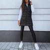 Women's Mid-Length Plus Size Solid Color Hooded Zipper Vest Jacket - Europe 2025 Collection