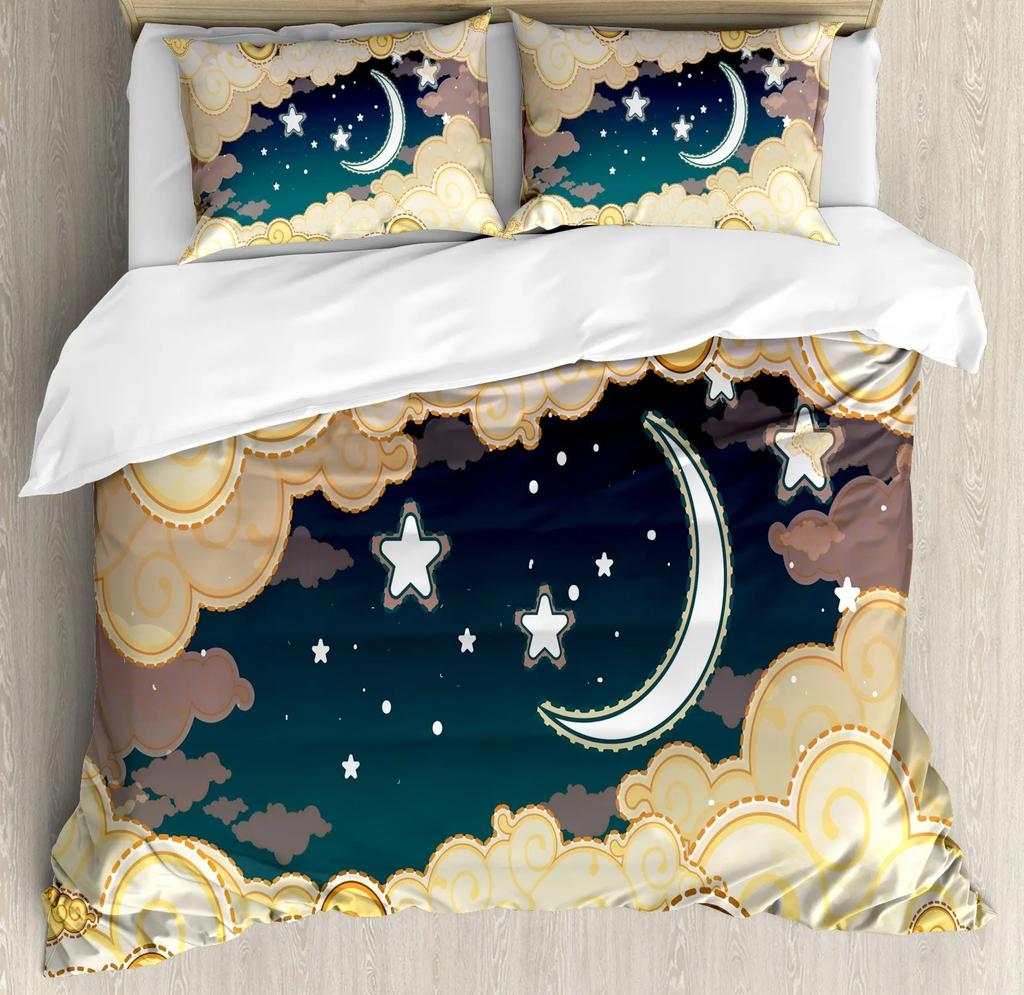 Fantasy Märchen Weiche Bettbezug-Set, Mädchen Flügel plus Schmetterlinge Kleiner Kobold Elf Wald Bettwäsche Set Wodlplus Warmer Deckenbezug Königin