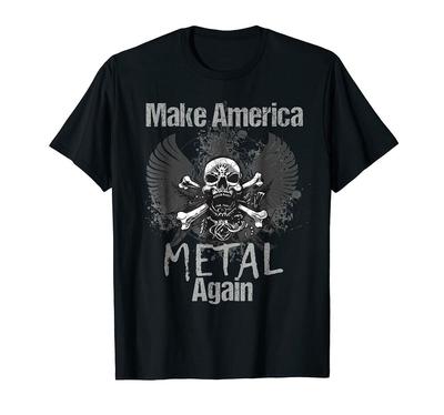 Metal T-Shirt Make America Metal Again Skull Rock T-Shirt Vintage Tee