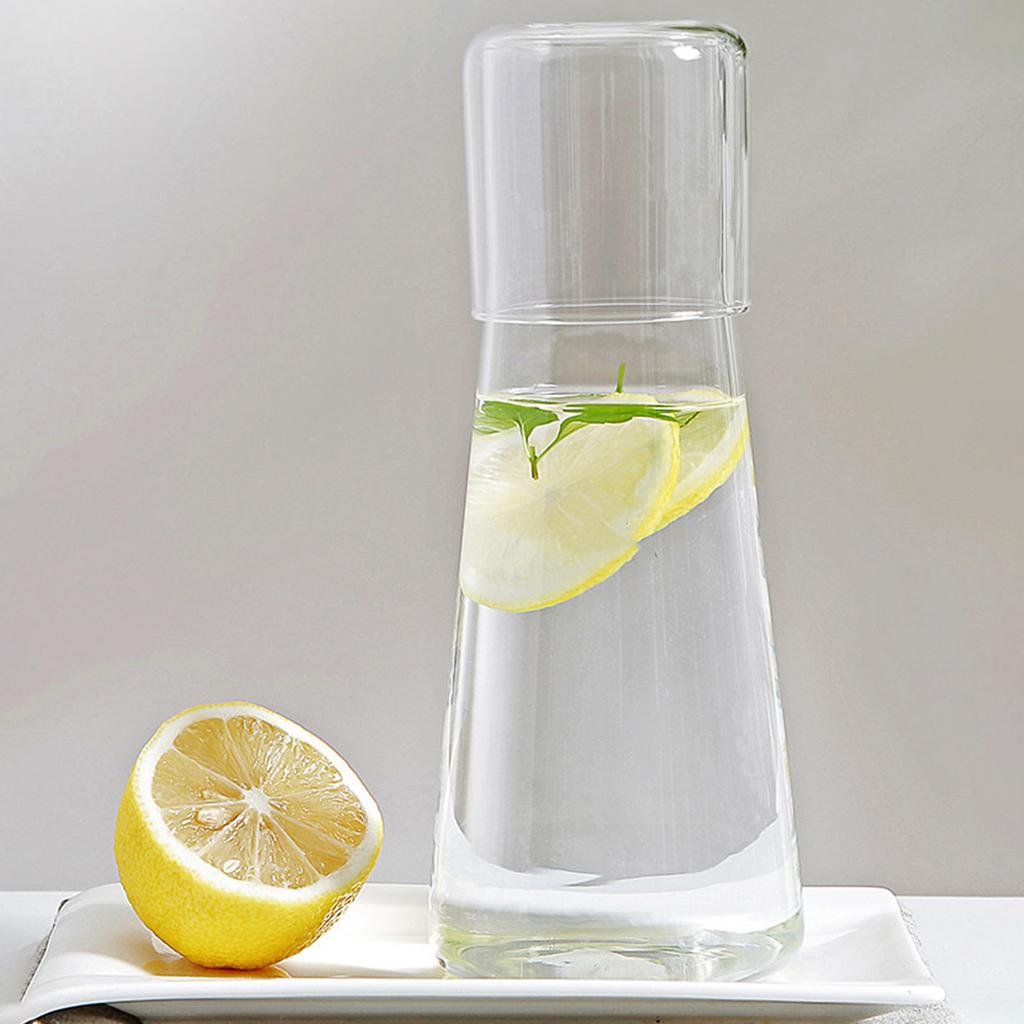Transparenter Wasserkessel Hochborosilikatglas Wasserkrug Küchenwasserbehälter Sommer Kaltwasserflasche mit staubdichtem Deckel