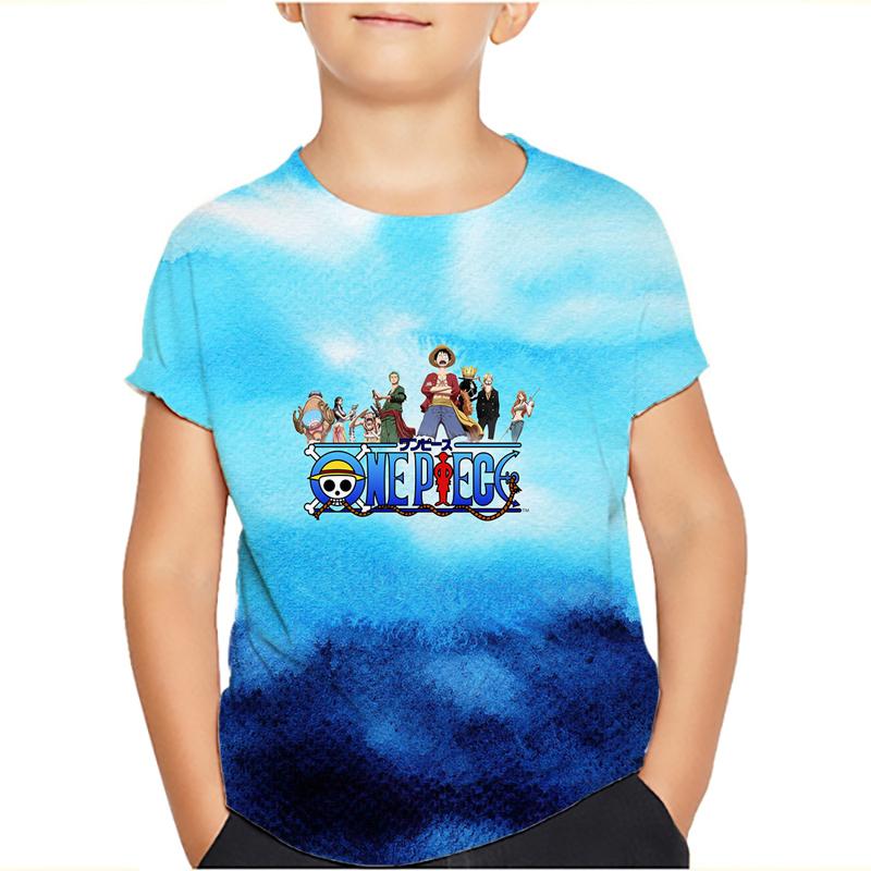 One Piece Luffy T Shirt Four Emperors Short Sleeve Zoro Sanji Chopper Ace Law Tee Children's Clothing Fashion Costumes for Kids Top