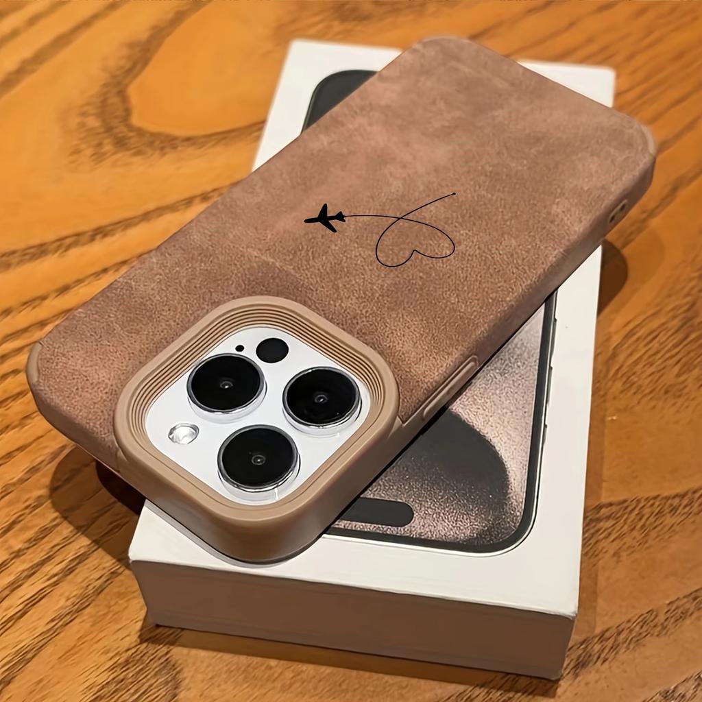Airplane Route Love Heart Design Faux Leather Phone Case For iPhone 17 16 15 14 13 12 11 Pro Max XS X XR 16 15 Plus 17 Air Cover