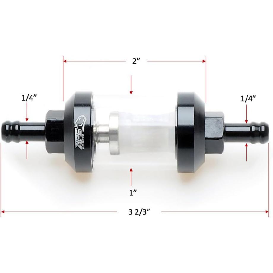 1/4 Inline Fuel Filter - APE RACING Upgraded Billet Aluminum Metal Glass Fuel Filter for Motorcycle ATV Dirt bike Classic bikes and Small Engines,