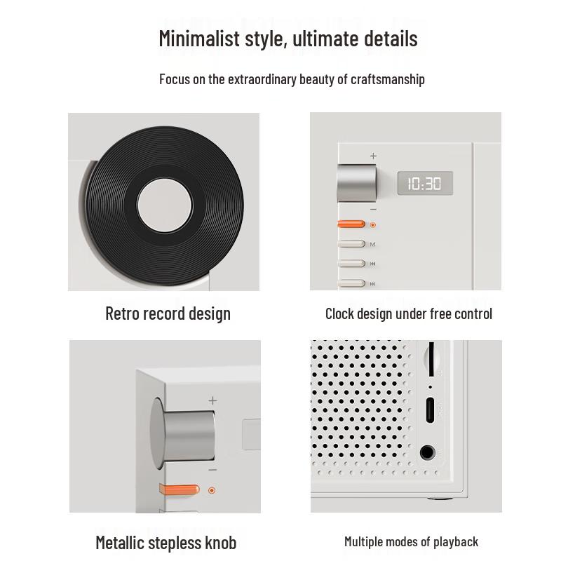 Hyundai Retro Vinyl Record Bluetooth Speaker with Clock