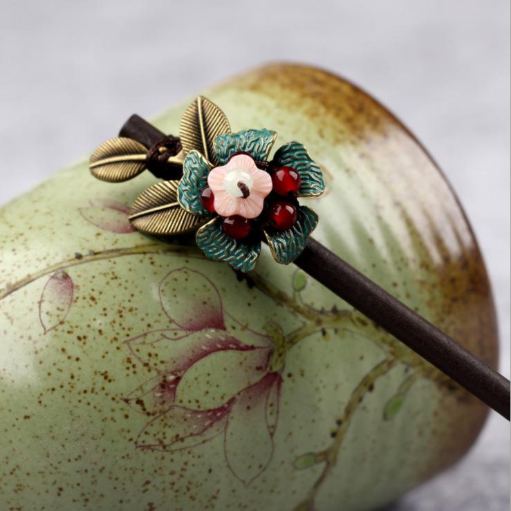 Retro Walking Hairpin, Ancient Hanfu Fringed Headdress, Hairpin, Court Classical Disc Hair, Wooden Hairpin, Hair Accessories