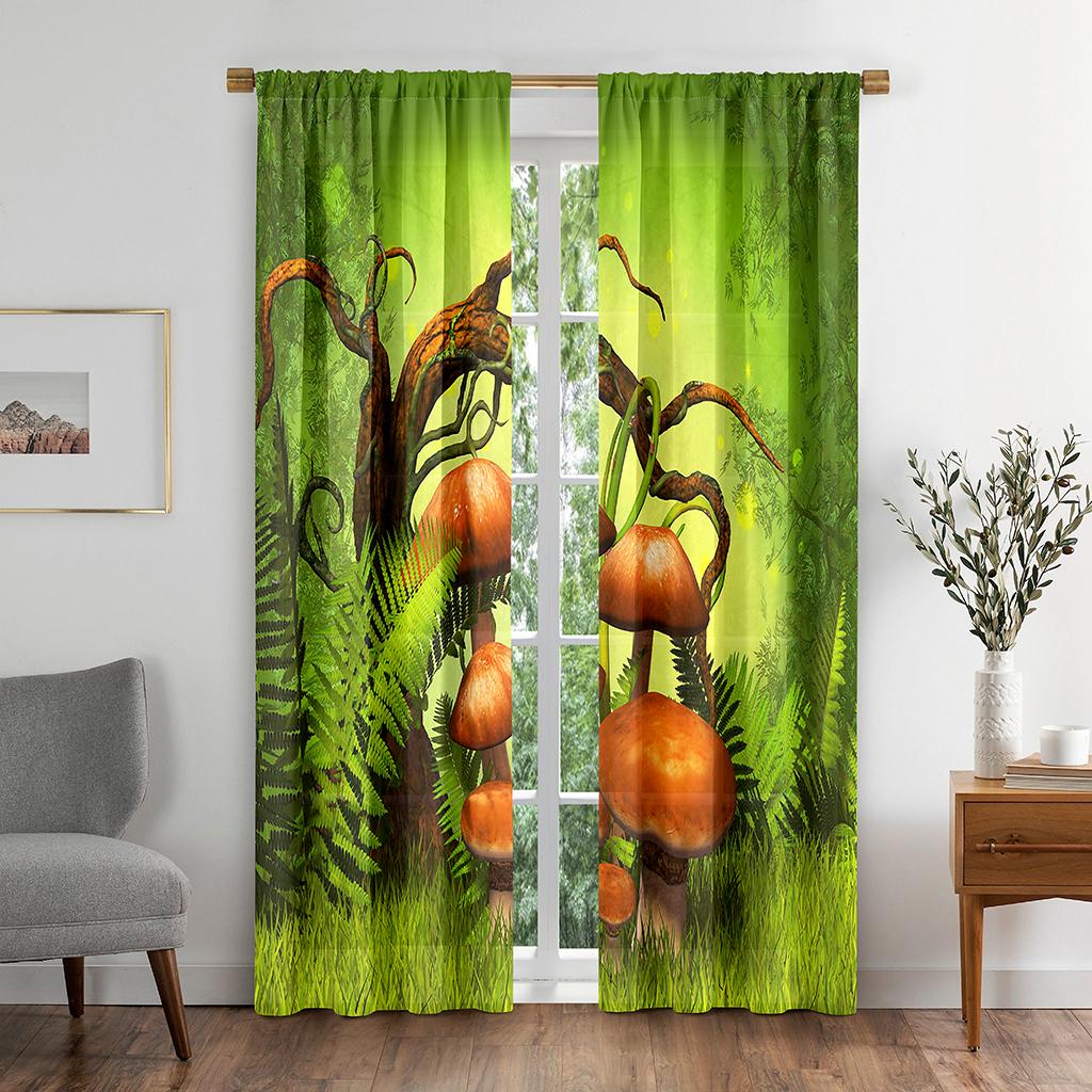 

Натуральные грибные растения, красочные сказочные оконные шторы в детской спальне, гостиной, зале, декоре кухни, шторах, жалюзи W50 X H130(CM)X2&Grommet Top