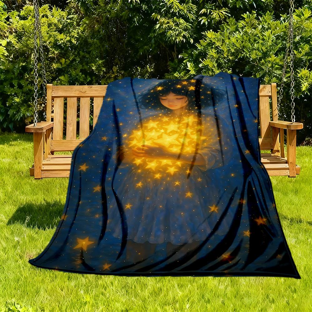 

1PC Starry Night Starlight Dreams Outdoor Blanket Lightweight Flannel, Soft & Warm, All-Season Use for Sofa, Outdoor, Camping, Living Room, Office78 130cmx150cm