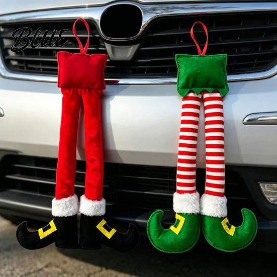 Christmas Ornament for Women Elf Legs Santa Legs Hanging Ornaments Plush Stuffed Xmas Car Pendant Decorative Fun Holiday Decor Mirror Door Handle,