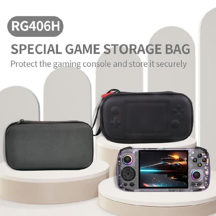 Bag with Pocket Handheld Game Console Carry Case Scratchproof Case Shockproof Storage Box for RG406H RG 406H Black