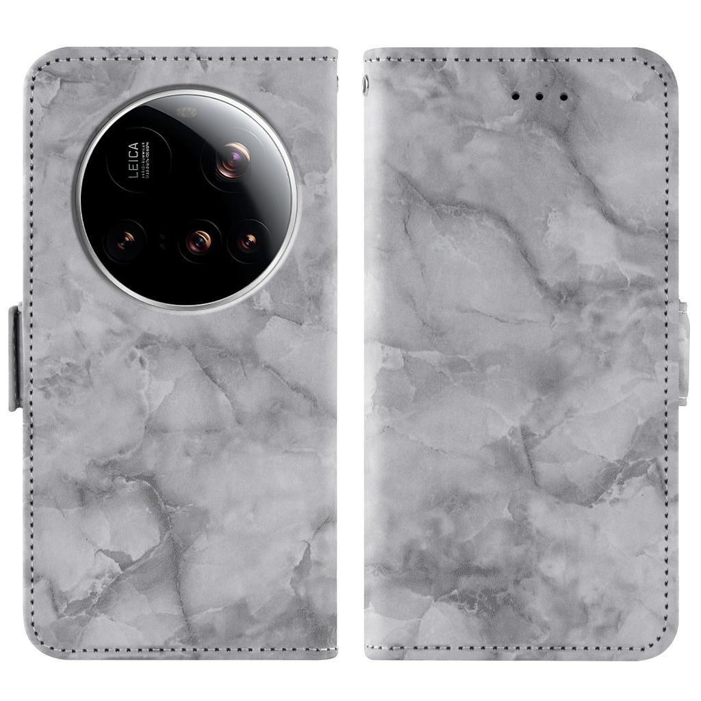 For Xiaomi 15 Ultra Leather Case Marble Pattern Phone Wallet Stand Cover with Wrist Strap