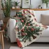 Classic Christmas Tree Fleece Blanket, Red Gold Decorations on Green Tree, Traditional Holiday Throw for Festive Decor