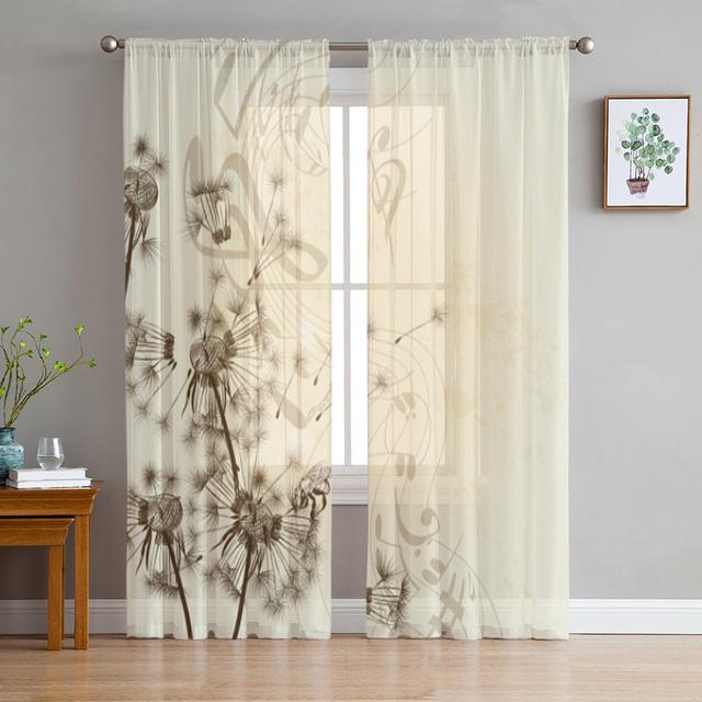 Plant Design Sheer Curtains For Living Room Bedroom Kids Room Home Decor Light Filtering Window Blinds
