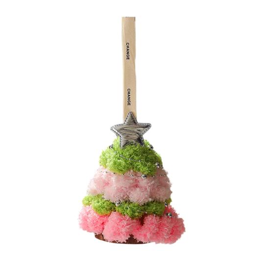 Plush Christmas Tree Ornament Mini Fluffy Christmas Tree Pendant with Star Treetop Multicolored Xmas Tree Shaped Hanging Crafts for Home Party Decor