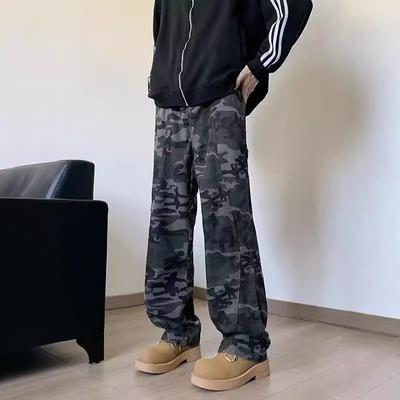 Camouflage Jeans Men's Spring and Autumn Trendy Brand American High Street Casual Pants Loose and Slightly Pulled Trousers