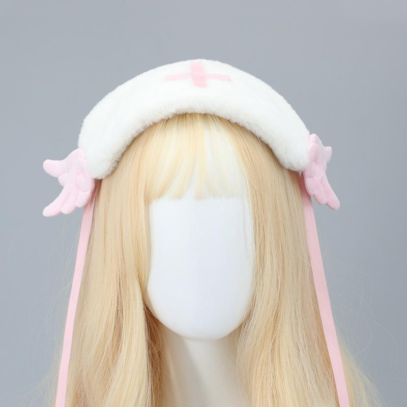 Plush angel wings ears headgear comic show props cross ribbon headgear girl lolita headband