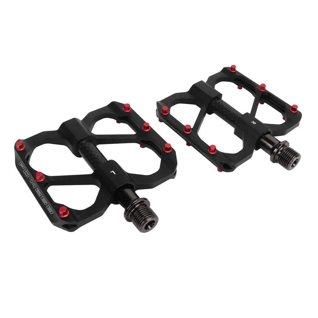 2PCS Road Bike Pedals Aluminum Alloy Anti Slip Lightweight Flat Platform Pedals for Mountain Bike Black
