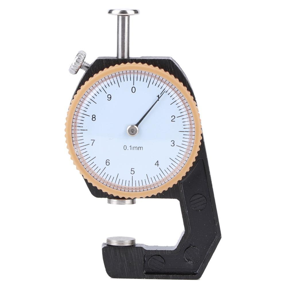 0-10mm Range Dial Thickness Gauge 0.1mm Accuracy Flat Head Design Leather Thickness Gauge Portable & Small Size