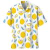 Zitronenmuster Aloha-Hemden Herren 3D-Druck Tropische Früchte Kurzarm Knopfleiste Streetwear Oversized Revers Hawaiianisches Hemd