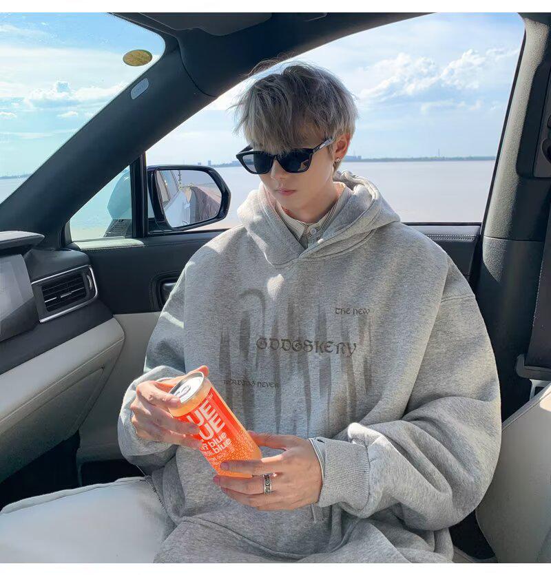 Men's Fleece-Lined Hooded Sweatshirt - Autumn/Winter Loose Fit Casual Jacket