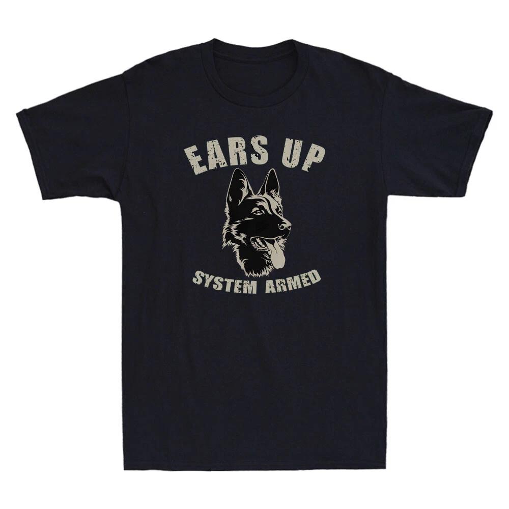 Ears Up System Armed Dog Lover Gift Animal German Shepherd Vintage Men s T-Shirt XS