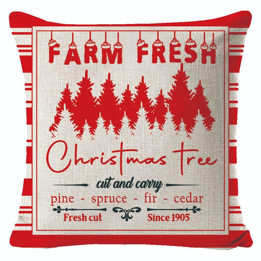 New Christmas Linen Pillow Cover Simple Sofa Pillow Home Printed Cushion Cover