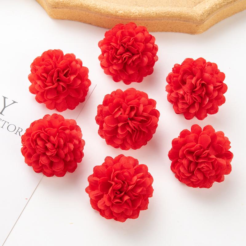 50Pcs Artificial Hydrangea Flowers for Wedding Garden Home Decor Christmas Party Diy Candy Box Scrapbook Pink Ball Chrysanthemum