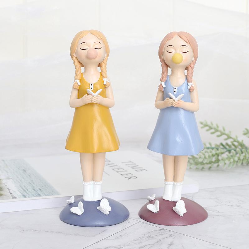 Urocza Statuetka Dziewczynki Miniaturowa Dekoracja na Tort Ozdoba Dekoracyjna Figurka Kreskówkowa Dziecko Dekoracja Domu na Biurko Prezent dla Dziewczynki