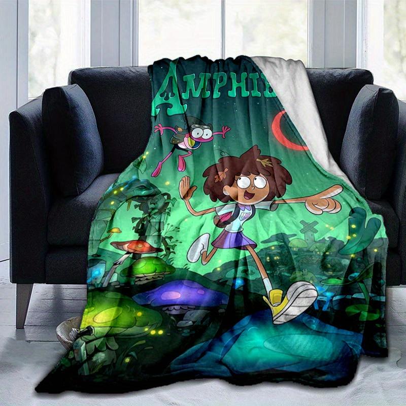 1pc,Amphibia: Magical Mushroom Garden Adventure Home Decor, Couch Blanket, Outdoor, Gift Idea, Bedroom, Living Room, Travel, Camping, Car Use