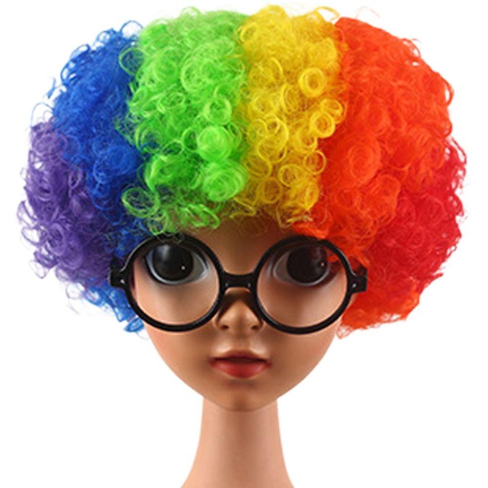 Rainbow Football Fans Wigs Synthetic Wigs Halloween Cosplay Hairs Afro Curly Clown Wigs Kids