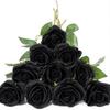 Artificial Rose Flower with Green Leaves Realistic Fake Silk Flower Branch Home Office Wedding Party Faux Bloom Decoration Table Centerpiece