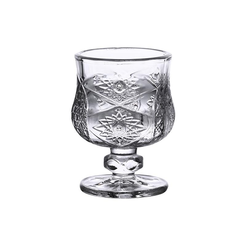 Vintage Graviertes Glas Mini Fruchtweinglas Elegantes Stielglas Dessertweinglas Hochwertiges Schnapsglas