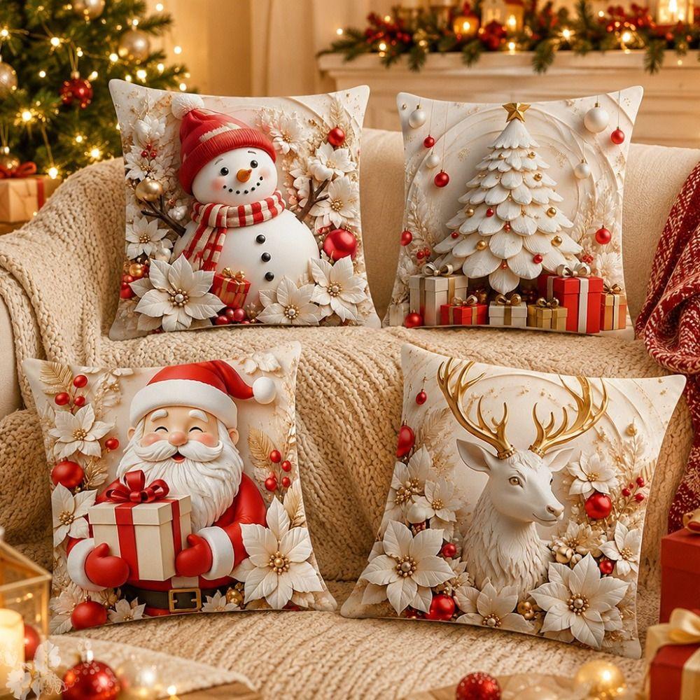 Detachable Soft Christmas Pillow Covers 45x45cm Christmas Themed Pillow Case  Sofa House Room