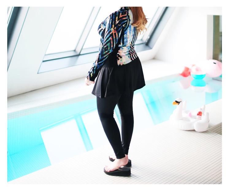 Couple's Zipper Sun Protection Long Sleeve Diving Suit - Women's Split Skirt Style, Plus Size Swimwear