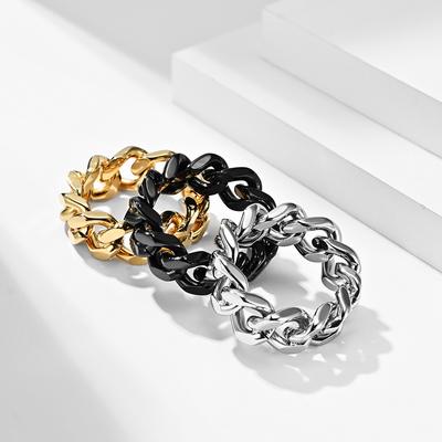 European and American Trendy Brand Minimalist Style Titanium Steel Chain Ring Ring Trendy Hip Hop