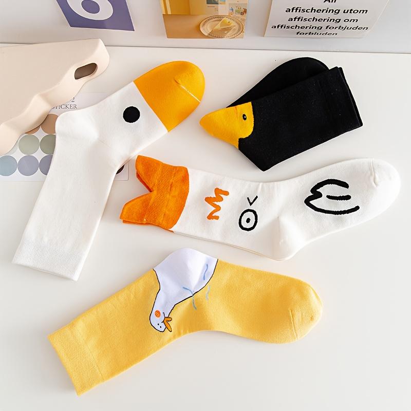 2 Pair of Novelty Cartoon Goose Head Socks for Women, Mid-calf Hip-hop Style, Quirky and Scheming Duck Socks, Versatile Everyday Casual Socks