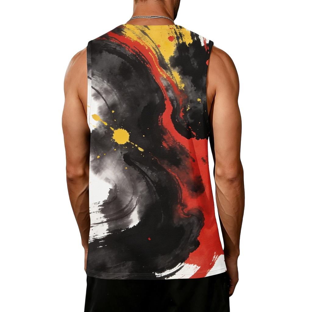 Herren Freizeit Ärmelloses Tanktop mit Abstraktem Farbdruck Lockerer Sitz Atmungsaktive Sportweste für Outdoor-Aktivitäten Fitnessstudio Training