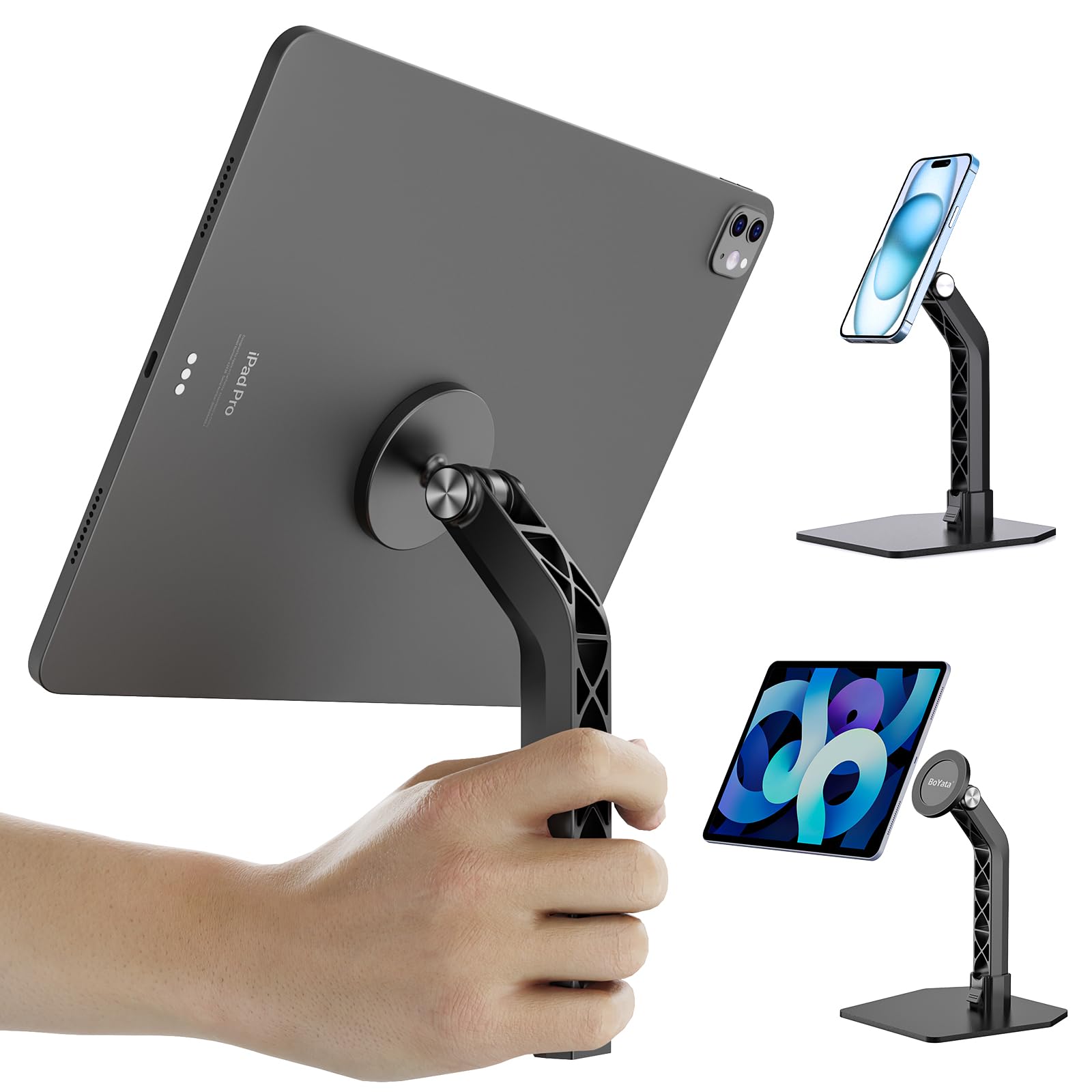 

BoYata Handheld iPad Tablet Tabletop Для настольного и портативного просмотра. Свободно регулируемый просмотр. Совместимость с iPad до 13 дюймов. Подставка, подставка,