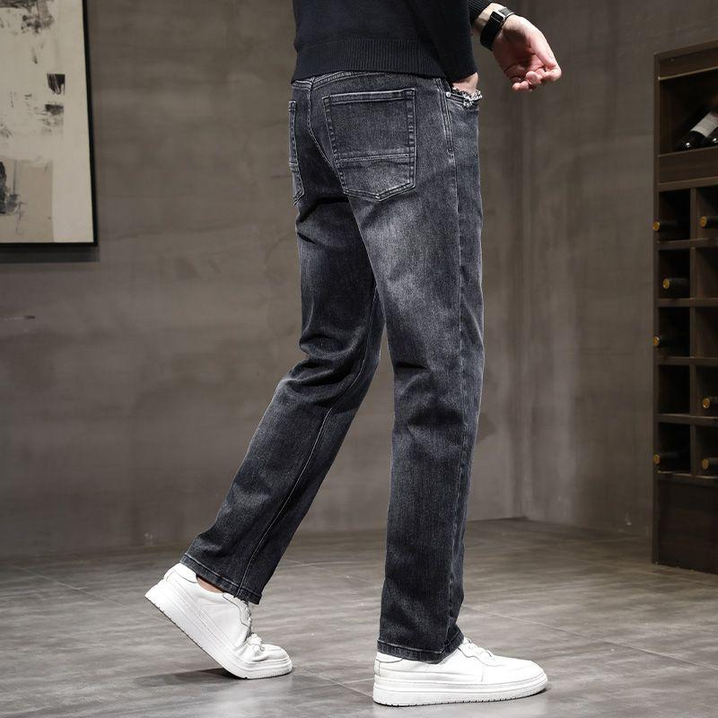 Spring, summer and autumn new multi-color cotton elastic large-size straight casual denim trousers men's trendy MEN