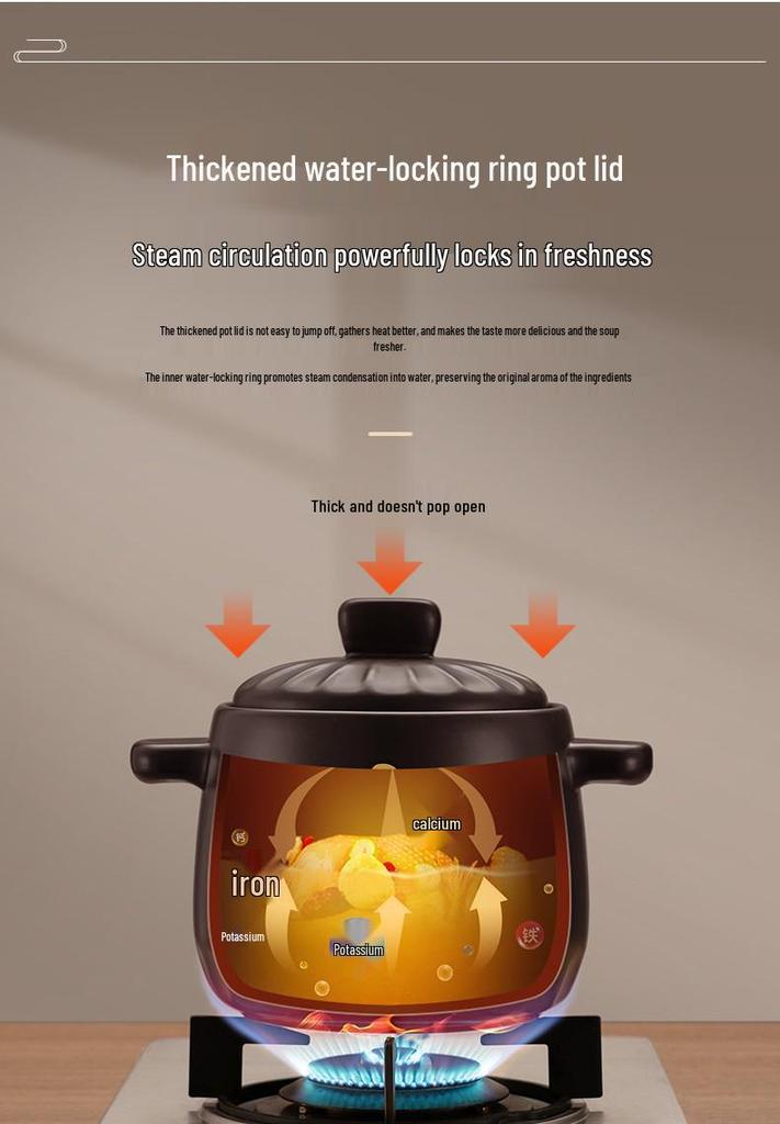 Supor High-Temperature Resistant Ceramic Stew Pot: Crack-Resistant Household Sand Pot for Soups and Stews