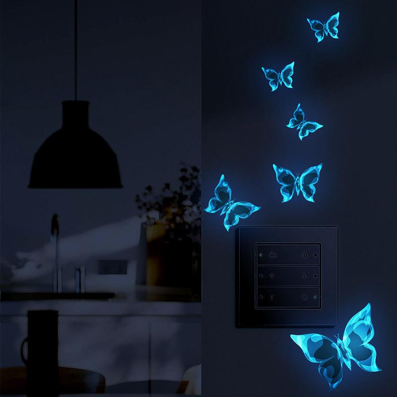 Blue Luminous Small Butterfly Switch Paste Bedroom Living Room Switch Paste Decorative Self-adhesive Wall Paste