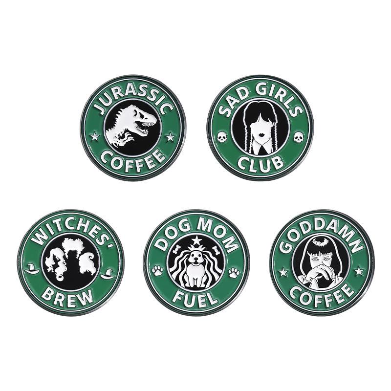 Eyecatching Round Green Metal Brooch With Cute Cartoon Animal Design For Stylish Individuality