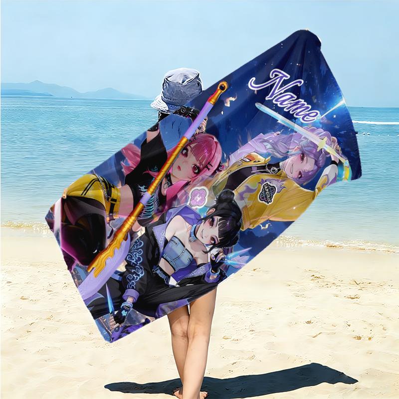Personalized "Galactic Heroes Unite" Beach Towel Microfiber Beach Towel Thin Absorbent for Beach Swimming Yoga Bath Sports. 0910212