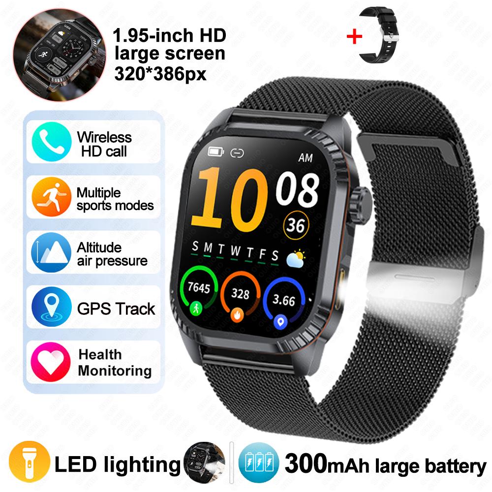2026 New GPS Tracking Smart Watch 1.96inch HD Screen LED Flashlight Multiple Sport Modes Waterproof Bluetooth Call Smart Watch